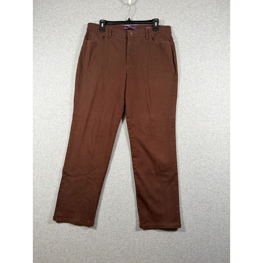Gloria Vanderbilt Amanda Women's 16 Brown Straight Leg Stretch Jeans 3982